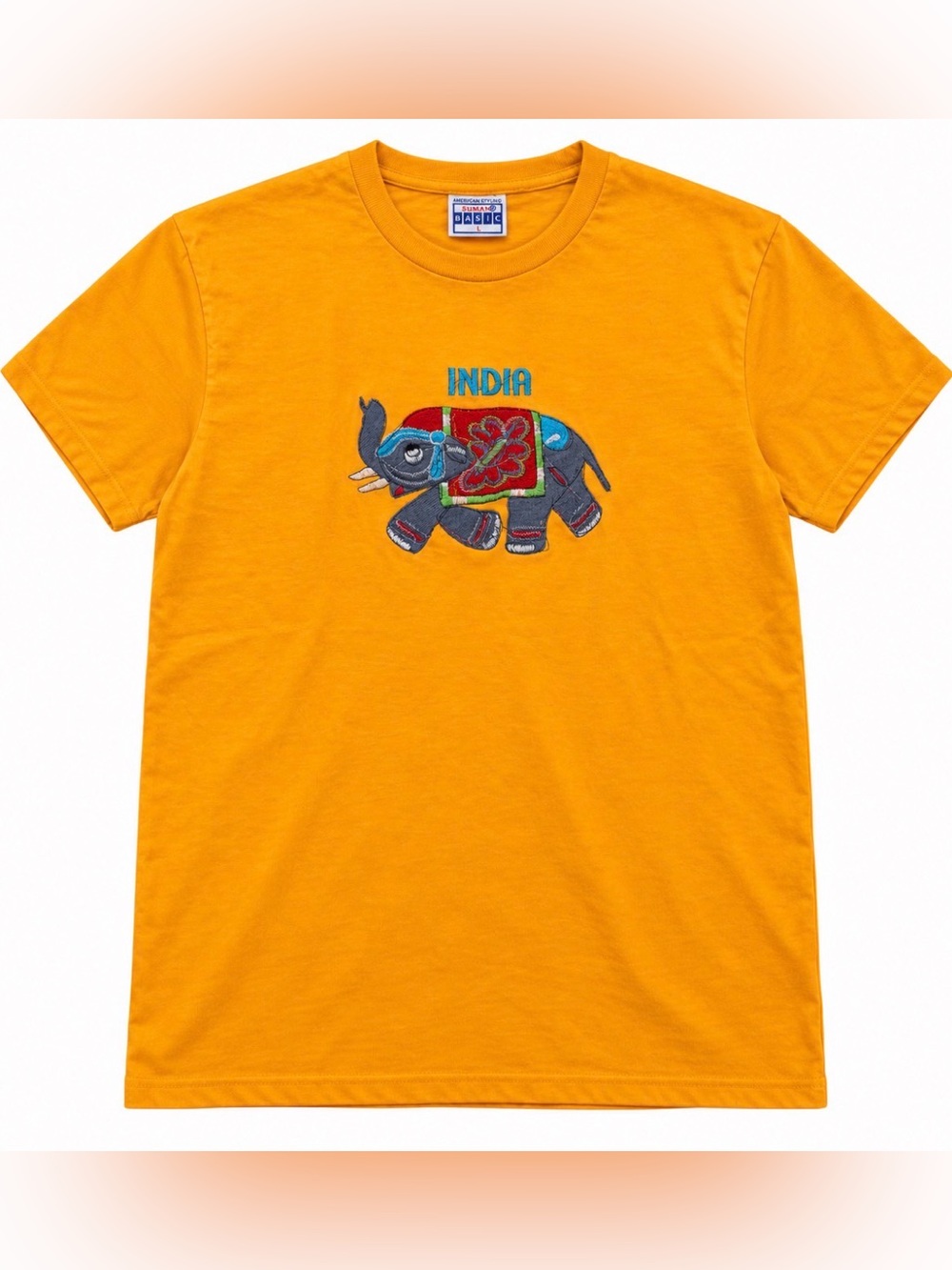 ' India Embroidered Elephant Tee - Yellow